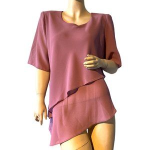 Secret Women's Pink Blush Mauve Solid 3/4 Sleeve Tunic Blouse Top Size 1X